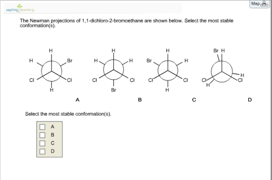 The Newman projections of 1,1-dichloro-2-bromoetha