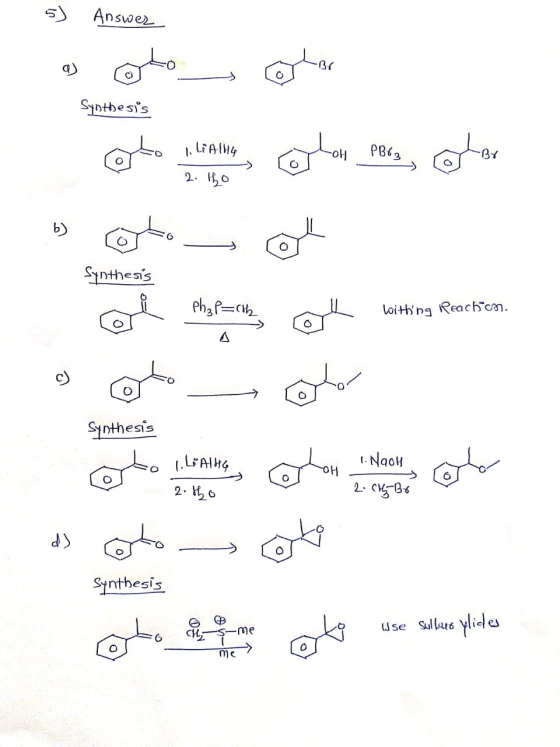5) Answer Synthesis lili 144 PB6, conto e m contar pas celor O Synthesis Ph₂ P=0h Loitting Peachin. LA Ord deur ons ook werki