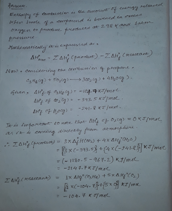 4nswer peleaseoe Enthalpy of Combustion the amount enerrgy When Imole of a eempocnd is bvened in ercess Oxgen to prolee prest