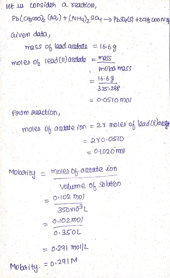let tongide a seaction, PbLCgcoo2 Caa) + (NHy)29a4-Pb0+2c CooN aivem data mass of load acatato e 16.69 mass lead (1)aatata mo