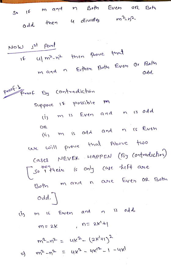 c m and and n Both m Even on If Both so - odd then a m?na. divides NOW If ust part u1m² n2 then prove 1 that Even or Both Eit