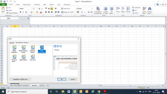 Book1 - Microsoft Excel File Home Insert Page Layout Formulas Data Review View Developer - x % Cut = = D General Calibri E Co