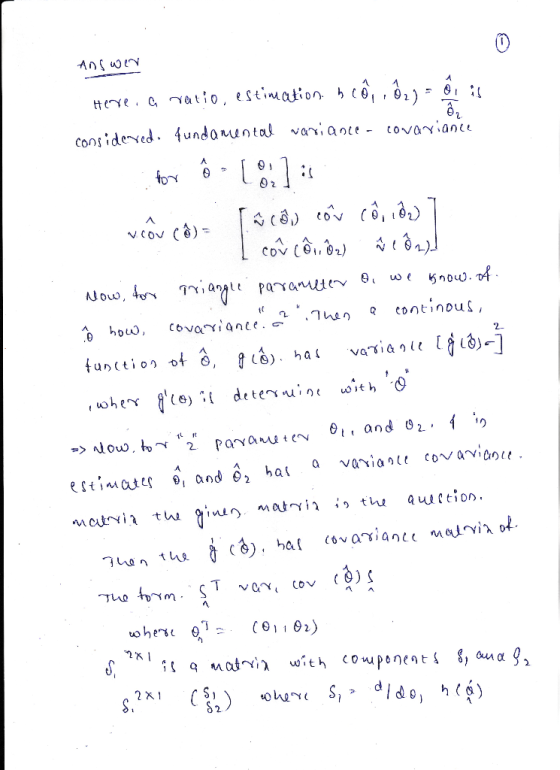 Answer Herre. a ratio, estimation beô, , ô2) = is considered. fundamental variance- covariance for @ 18:1:5 . I tế, có V. Côv