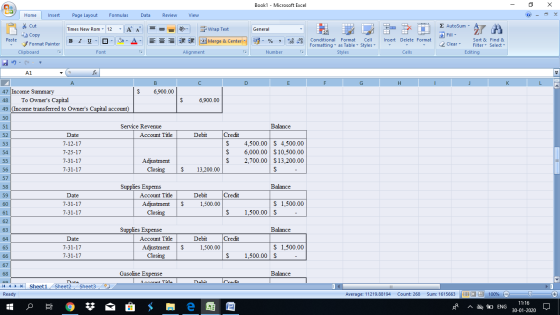 Book1 - Microsoft Excel - X Home Insert Page Layout Formulas Data Review View Cut Copy - General Wrap Text Merge & Center 1 1