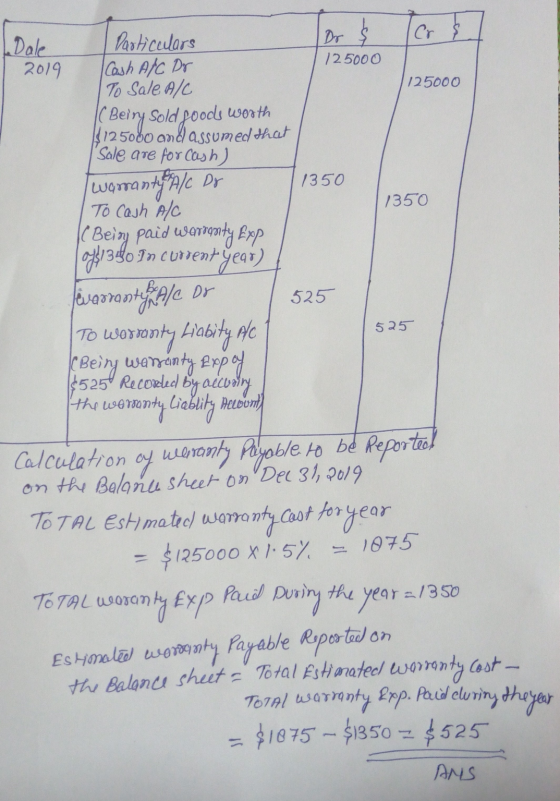Icr & 125000 125000 1350 525 Dale Particulars Dr & 2019 Cash A/C Dr To sale A/C ( Beiry sold foods worth $125000 and assumed