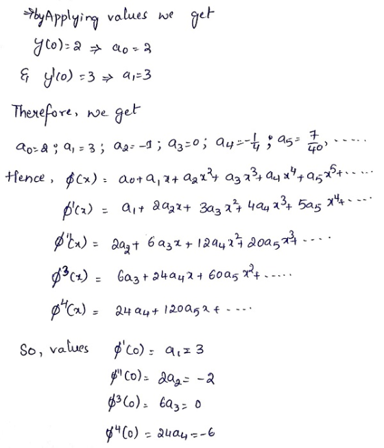 by Applying values we get Ylo)= 2 40=2 & y/o) = 3 9,=3 Therefore, we get 20-2; , = 3 ; Qg= -1; 93=0; 94--4 ; 95= 70-... Hence
