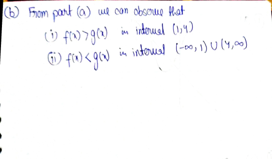 6 from part @) we con obsome that 6 flw79(1) in interual (104) fin) < gow in interual (-00, 1) U (4,0)