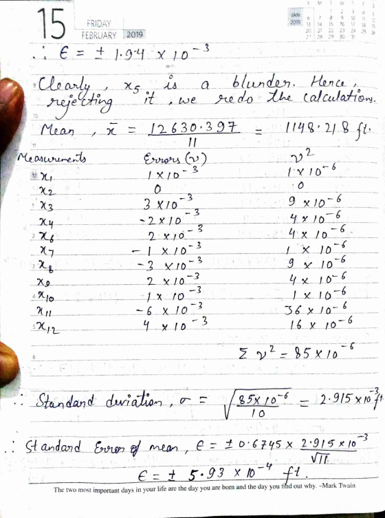 3 AN 15 FRIDAY 16 23 2 22 22 FEBRUARY 2019 i E 3 +1.94 x 10 X5 is a Clearly rejecting blunder. Hence redo the calculation, it