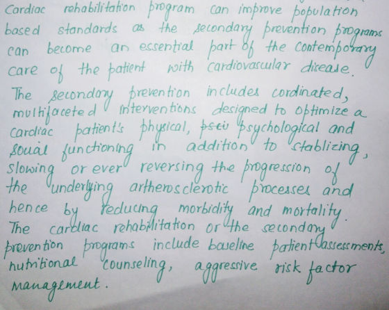 Cordiac rehabilitahon program can improve popula tion etondary preventior fo an ecsential hart 8 the Confempovry based standa