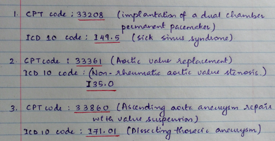 1 CPT code 33208 (impl antation of a dual chamber pacemeker) (sick sinus Ayndrome) petmarent ICD 10 code: 149.5 2 CPTcode t 3