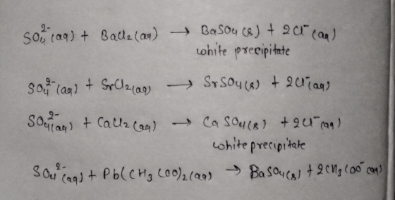 so (ag) + Balla (ay) Basou (8) + 20 can white precipitate soit land + Sollacag - Sr Sou (8) + 2llians soola) + Calla cag) - C