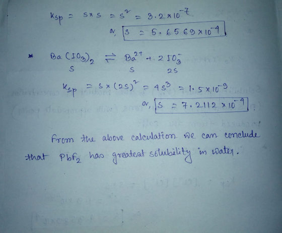 Ksp = sxs as = 3.2x10 7 as 25.6569x10-4 * Ba (50) Bant et 2503 Ksp sx(25) = 453 a 1,5X10-9 og stonden din endors - 7.2112 x 1