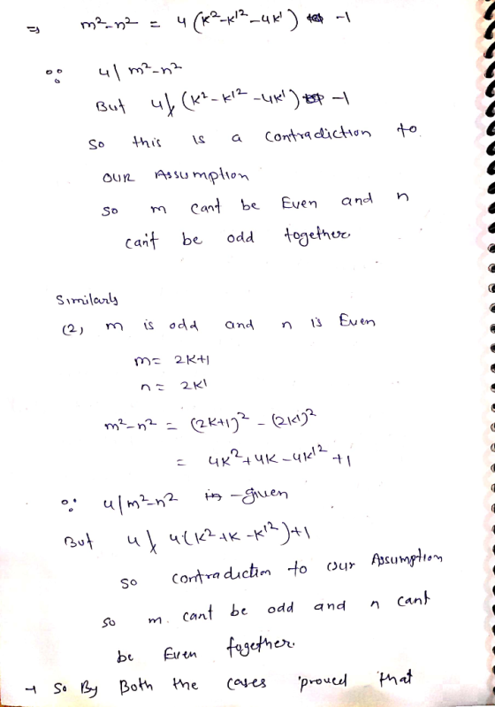 3 m2-n2 = 4(K2_K2_4k) tes y oo uke!) top | contradiction to ulm-n? But up (K2_k12 so this is a Our Assumption so m cant be I