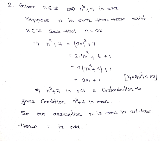2. Nen ne 3 eveTl Suppese n is 3 3 Contiont is even. 2ven. 13 Cem Hence nis odd