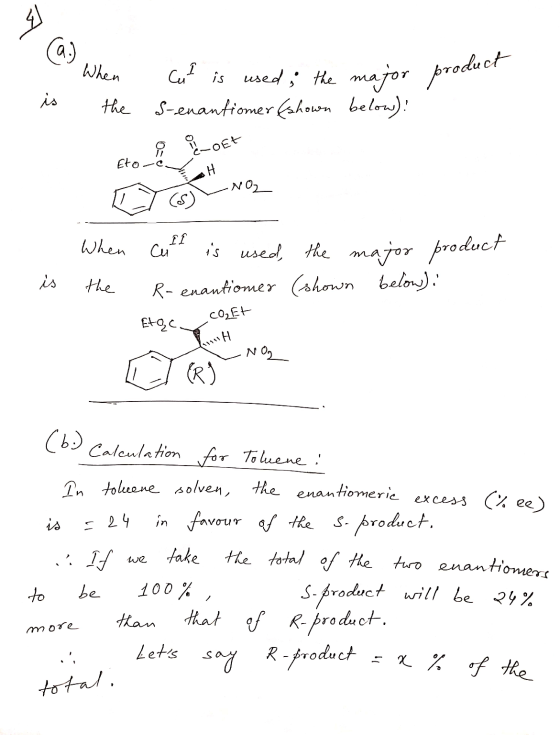 (a) When product is When the it is used; the major Senantiomer &shown below)! ů Oct Etorey H When the cut is used the major p
