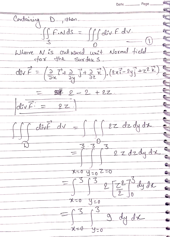 Date Page then, Containing D If fonds - Afflivf divf dv. S D Where N is cut ward unit Normal field for the surface s ay a 2 2