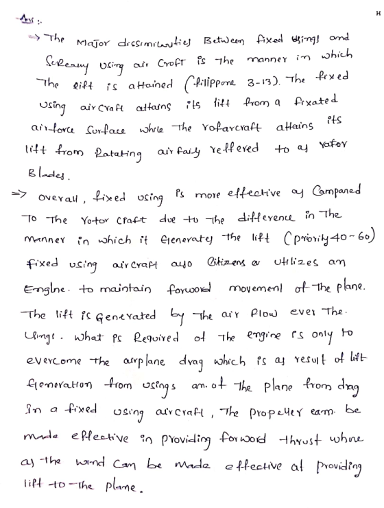 -> The Major dis • Major dissimilarties Between fixed brings and Supeany using air Croft is the manner in which The lift is a