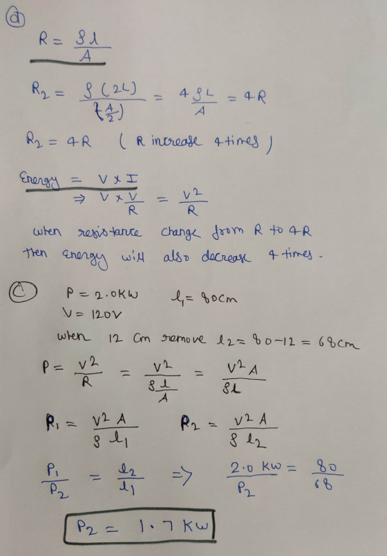 R = si A R₂ = 8 (24) 4 SL = 4R +4) A R2 = 4R (R increase & times V x I Vxv R - Energy = 12 R resistance change from R to AR t