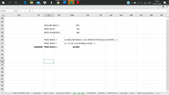 1 EI e . * v 1x 10-20 : ENG 18-03-2020 * 21 X GU36 GS GT GU Gv Formula Bar GW GX GY GZ HA HB HC HD HE A 12% DOLLAR WACC = RAT