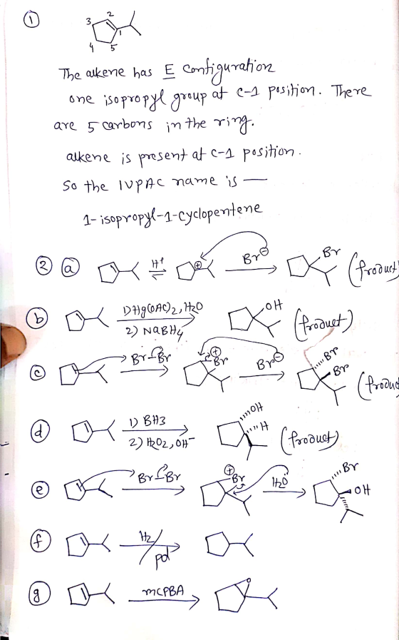 The aikene has e configuration one isopropyl group at en position. There are 5 carbons in the ring. alkene is present at C-1