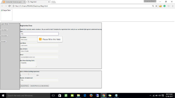 e Computer Science ques: × / D Reg.html C file:///C:/Users/PAVAN/Desktop/Reg.html Terre egistartion Form for humanity needs v