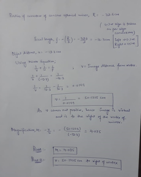 e)ve sin is taken C De Convenh on R)--32.6 = -[63am | Left (-)ve Using Mivor Equatiom 3) 16 3 v 12 3 163 So 122s um o 0199 10