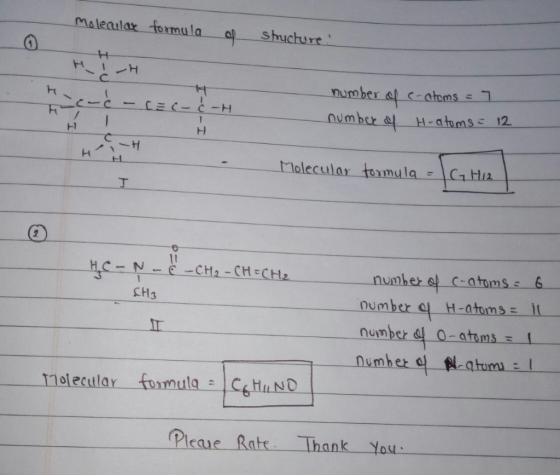 Msleaulax formula ap shucture -커 CH3 number o Hatoms number 4 0-atoms ! Pleare Rate Thank Yo