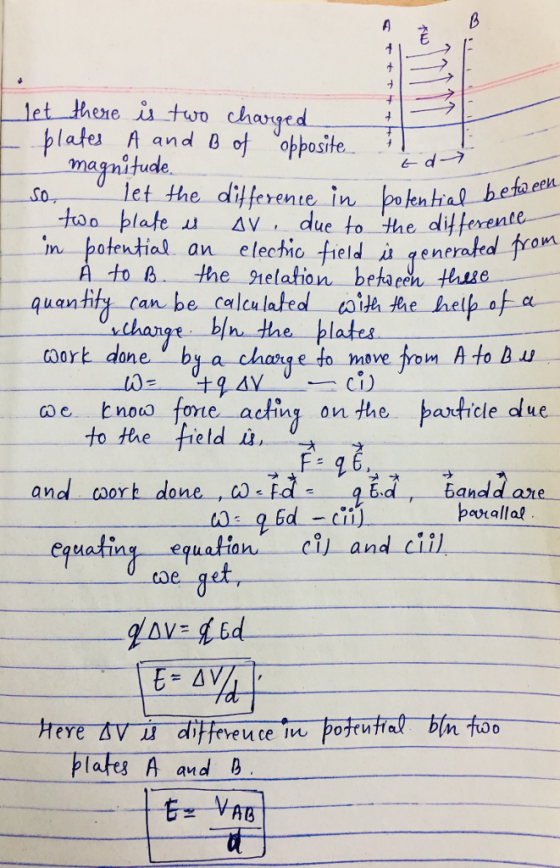 も -let-thene utwo changed a n Oppos magnitude. s0--一0 let the differente in potential,-be ta een plate u Av. due to the diff