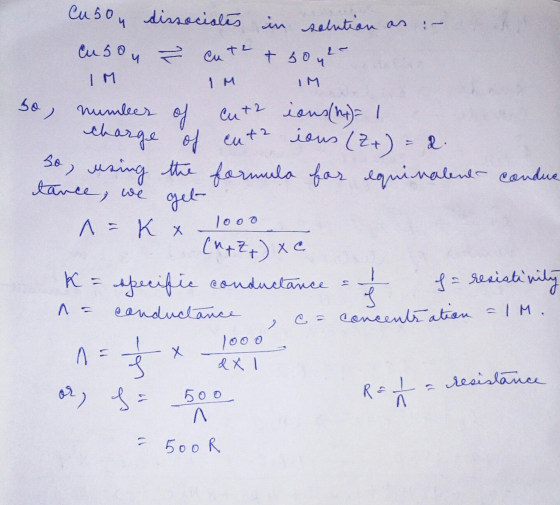 cu 50 dissociates in solution as: - cusou & cute & 5042 IM IM IM so number of cut2 ions (ht) I charge of euta ious (2x) = d.