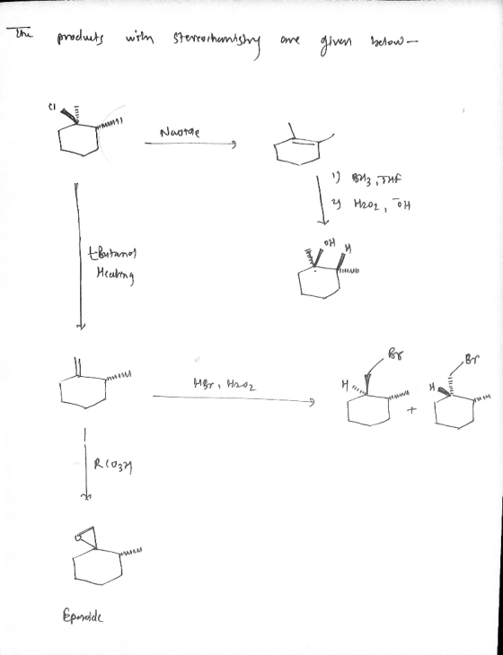-The products with stered inanishy are given below- Noorde 1) B3, THE 14 H2O2, OH tButanol Healing by num her than Mbro H2O2.