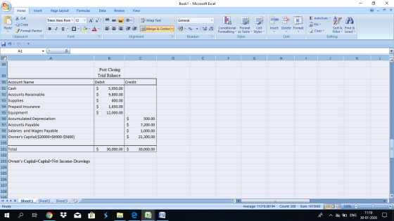 Book1 - Microsoft Excel - X Home Insert Page Layout Formulas Data Review View Cut Copy - General 1 Wrap Text Merge & Center 1