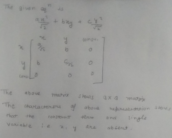 The given aq J.S brny (onst. Cons The above S hows mataix matix he thoct of f aboue 9epresentation Shows Charracterris single