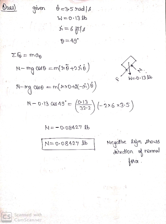 Oe) given W O 13 b D 49 N-mg care më+2sió W O.13b casm(0- N- O13 N 0.13 Ces 49° (2x6 x3 32.2 N=-008427 lb Negothe gn houss di