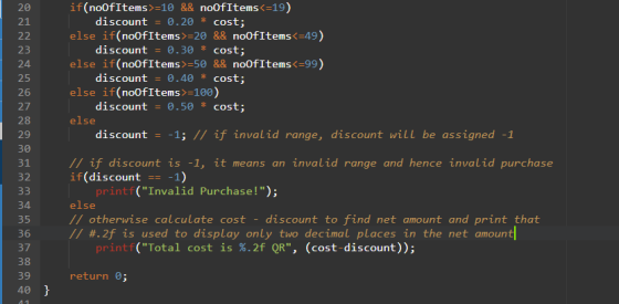 if(noOfItems>-10 && noofItems<-19) else if(no0fItems):29 && no0fItems 49) else if(noOfItems-50 &&noOfItems<-99) else if(noOfI