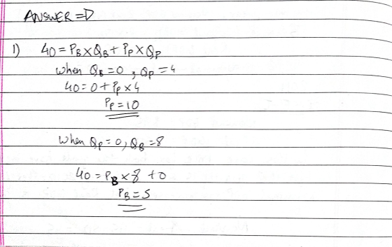 ANSWER D 1) 40 = Үgҳgst Texgp when QR = 0; Op = 4 lo - Otex4. Pp=10 When Op = 0, 0o =8 lo fgx; to Рg ES