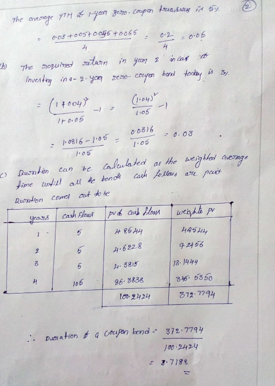 © The average yTM t 1-yecem 32970-coupon treasures is by 0:03+00570-045 +0065 0.2 -0.05 H. (b) The requined return investing