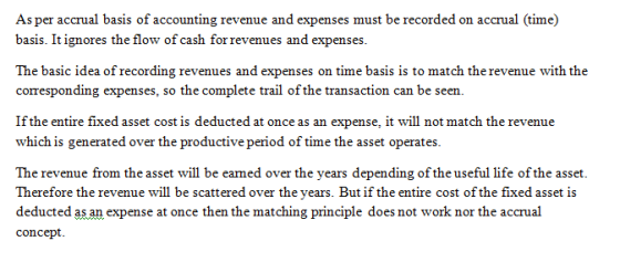 As per accrual basis of accounting revenue and expenses must be recorded on accrual (time) basis. It ignores the flow of cash