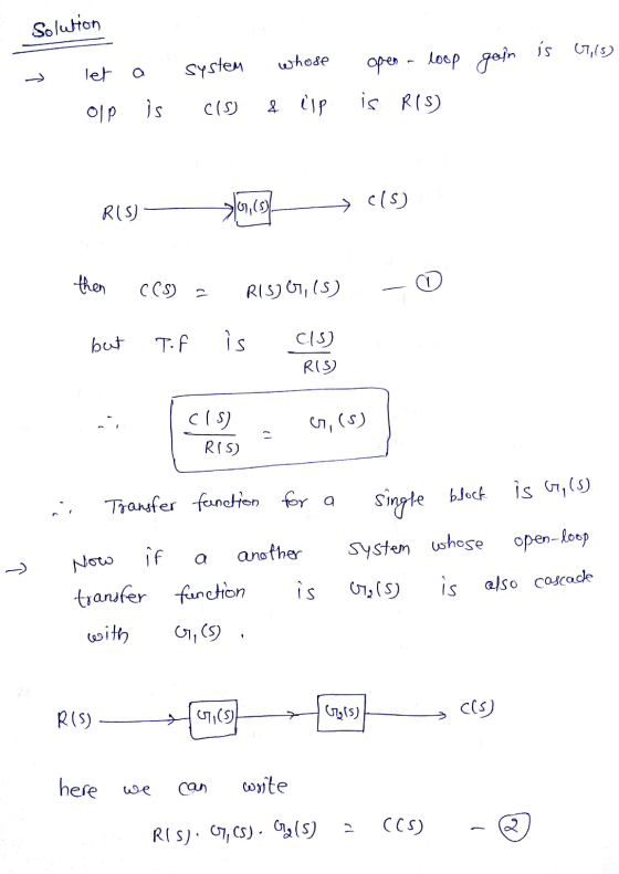 Solution is 07 (3) whose system open loop goin → let is OIP C(S) & lip is R(S) R(S) 67,(5) C(s) then CCS) RIS) 01, () but Tof