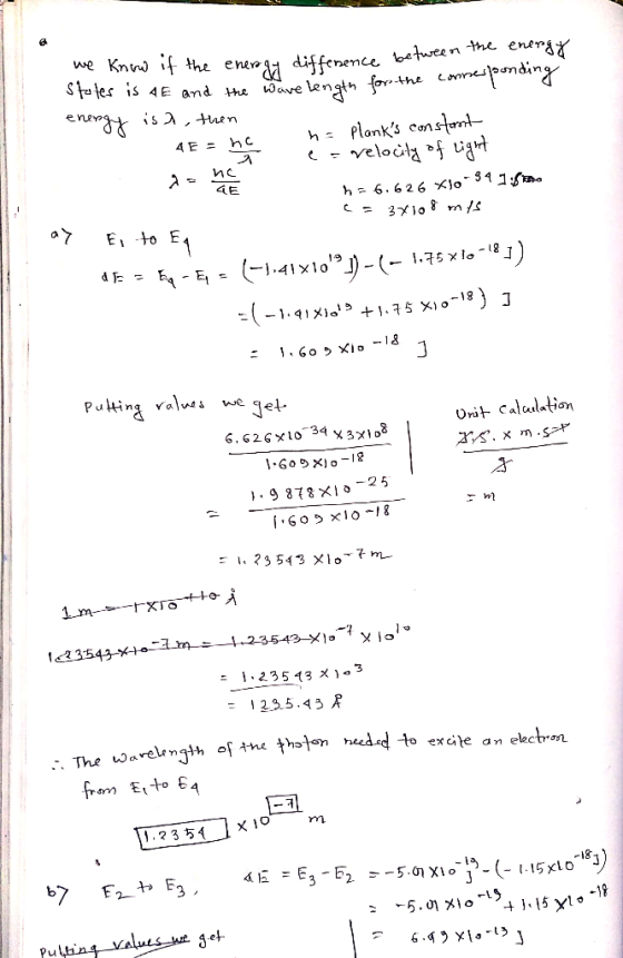 we know if the energy difference between the energy Stotes is at and the wave length for the coresponding energy isa, then 4E
