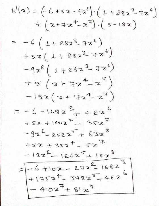 - (2) = (-6 +sa-qa*)-( + 282-11° ) + (х+12*-**) - ( 5- 1 8x ) 4 ( 1+ 2k13. ах* ) + sx ( 1+ 28.3 x ) — 47° ( + 3х3 1x“) (а+ *x