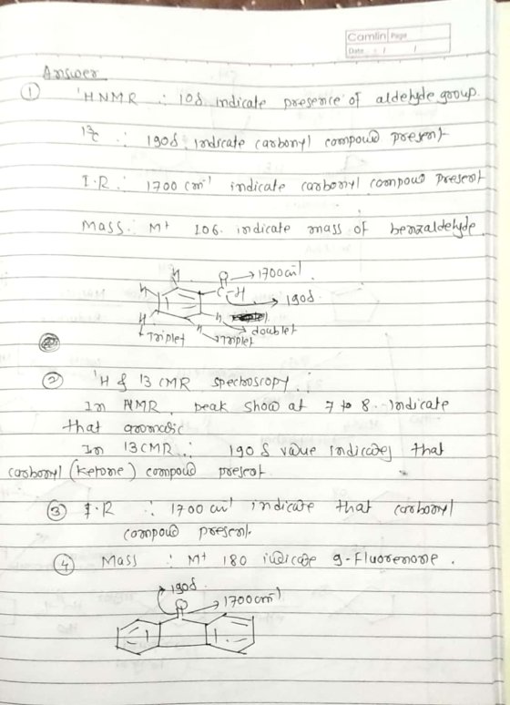 Camin papo Datel Answer 108. Indicale presence of aldehyde gooup. 180 1908 indicate carbonyl compould preyon) 1908 pondicate