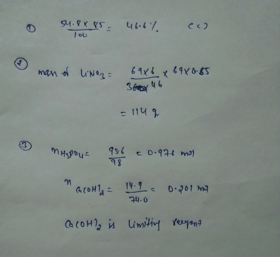 Ч. Рx es. 700 Ч. 7. 0 mass of ling= 6 4х4 6 4 6.1 36x 46 - 11ч 3 mo тн,ръце ѕt co-41 ms) онт, ... 0-2 » Ca (OH)2 is limiting