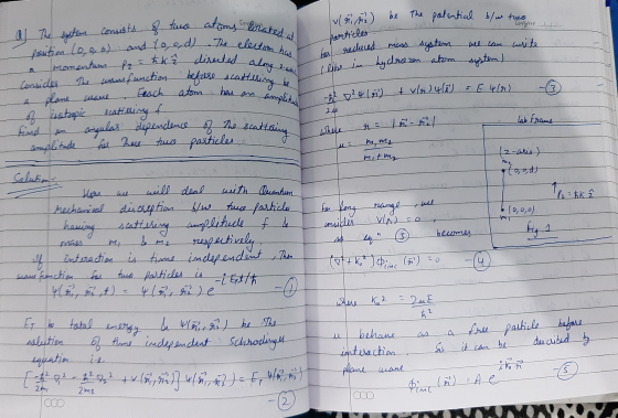atoms Eborated as Iva2) be the potential b/w two, particles . write to reduced mass system like in hydrozen atom wel can syst