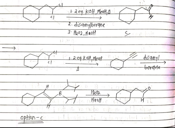 12e9. kolt, Meshin 2. disamylborgne 3. H202, Nach or c! 1.2eq. koht, meeld A disamy! borane H O В H202 Nach option