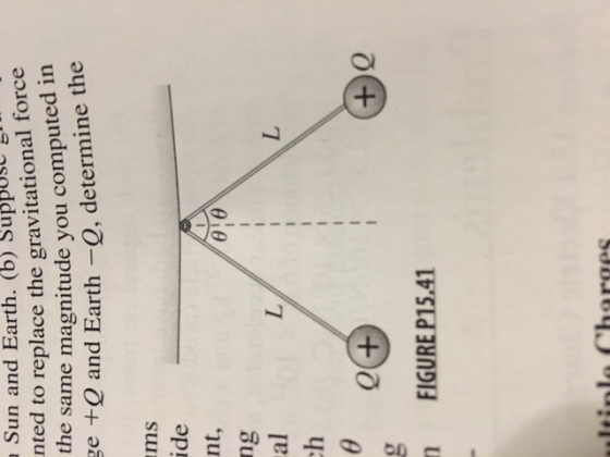 Sun and Earth. (b) Suppust nted to replace the gravitational force the same magnitude you computed in ge +Q and Earth ge and Earth -Q, determine the ms ide nt ng al 0 FIGURE P15.41