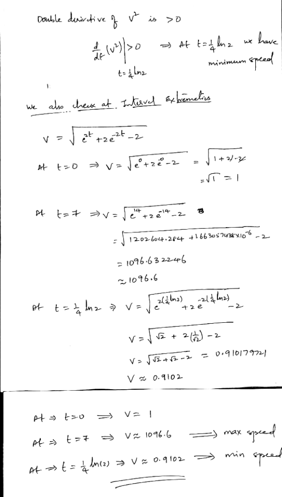 Double derivative of v is so f 1 102) >0 At taflna we have to the minimum speed We also check at. Intuvad Extremetics v=det +