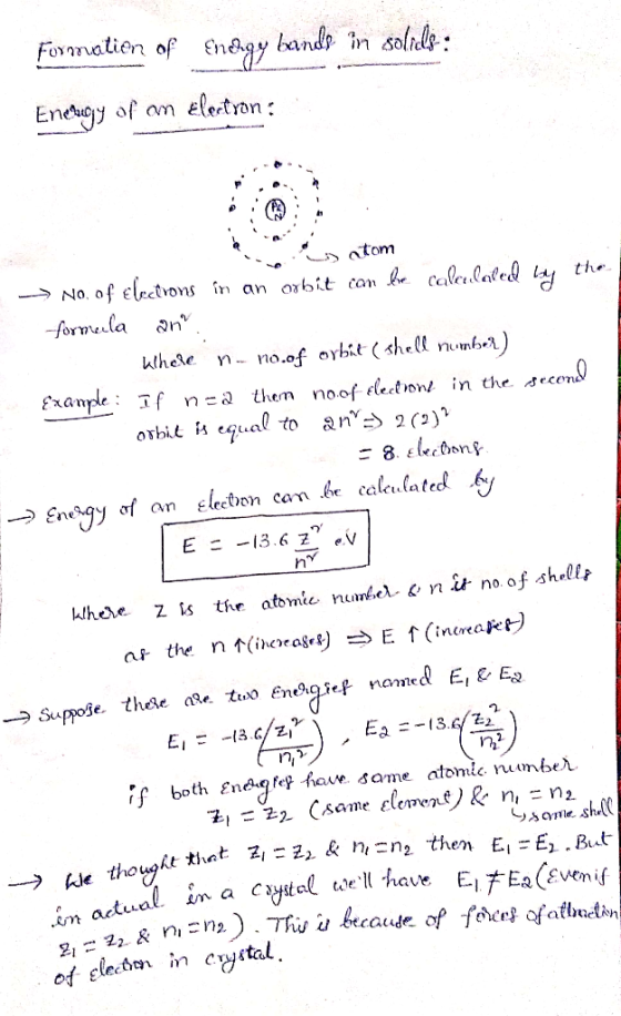 Formation of Energy bande in soliels: Energy of an Election : IN > otom - No. of electrons in an orbit can be calculated by t