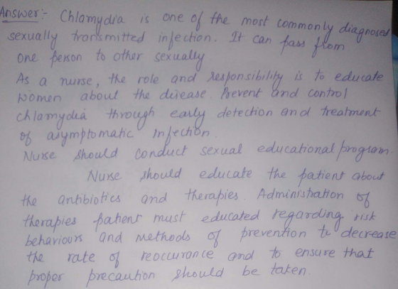 Anshoer- Chlamydia is one of the mort commo sexually trons mitted inle ction. It can fas lom one beson to other sex onsibilit