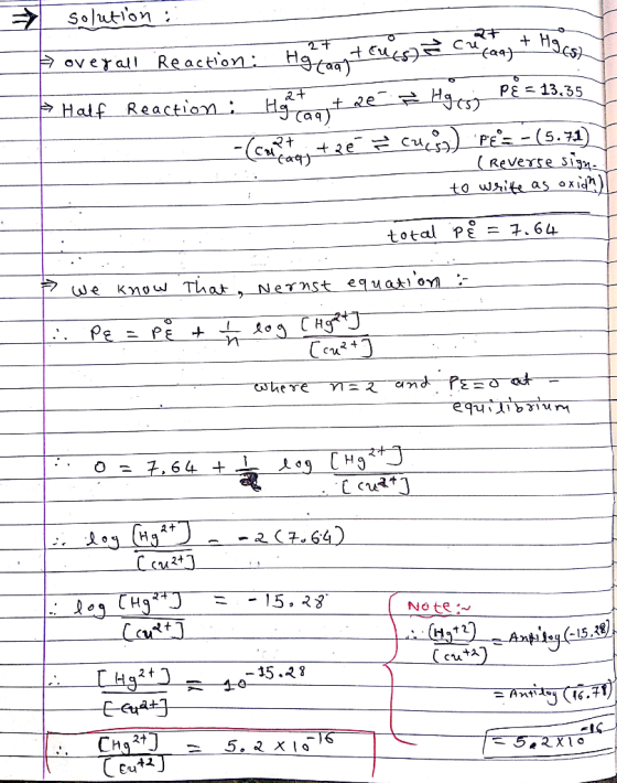 F + Ha 27 solution : ► overall Reaction: Hotoattues cu fag) * M965) J Half Reaction i Hyttre à Hoesj pĚ = 13,35 -(covered tre