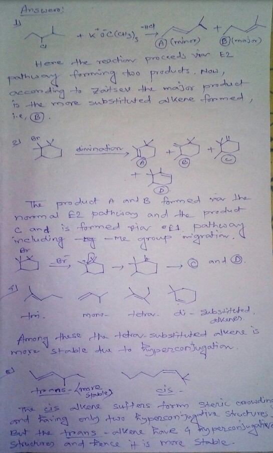 Answers L wóeless o + koccas) + Is (minor) 6 (major) Here the reaction proceeds voor E2 pathway forming two products. Now, a